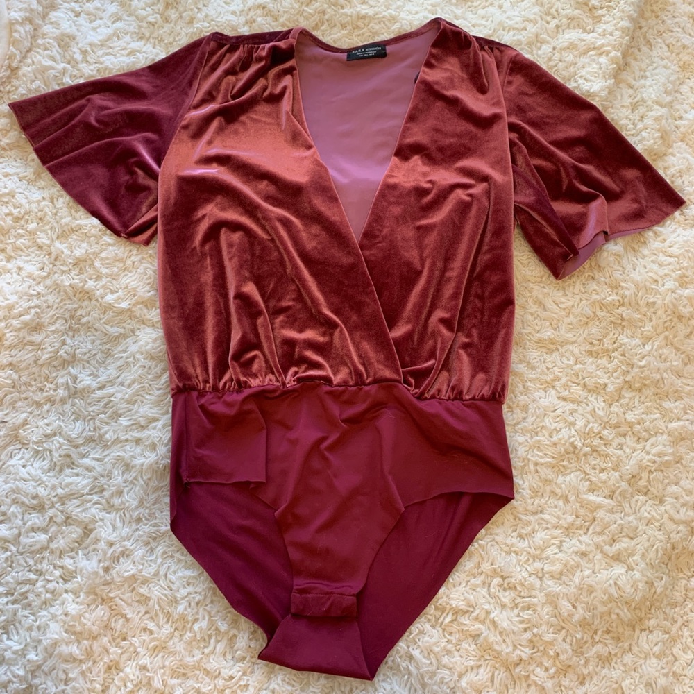 Zara velvet bodysuit